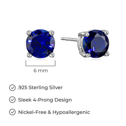 Amazon Essentials Sterling Silver Round Birthstone Stud Earrings