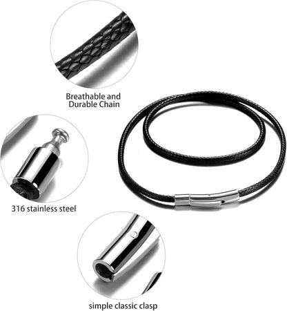 2mm 3mm Lederkette mit robustem Edelstahl-Karabinerverschluss, geflochtene Wachsschnur in Schwarz/Braun für Damen und Herren zum Basteln von Anhängern, Länge 40 45 50 55 60 65 70 75 cm