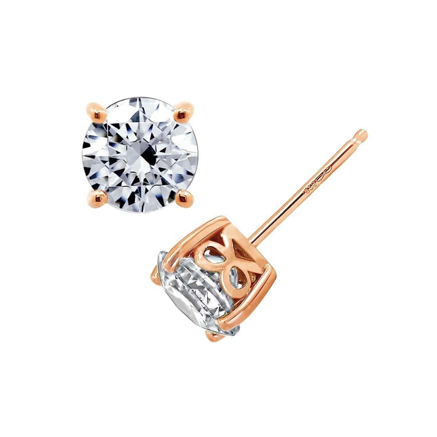 Amazon Essentials Yellow Gold Plated, Platinum or Rose Gold Plated Sterling Silver Infinite Elements Cubic Zirconia Stud Earrings | White, Blue, Green, or Pink Cubic Zirconia