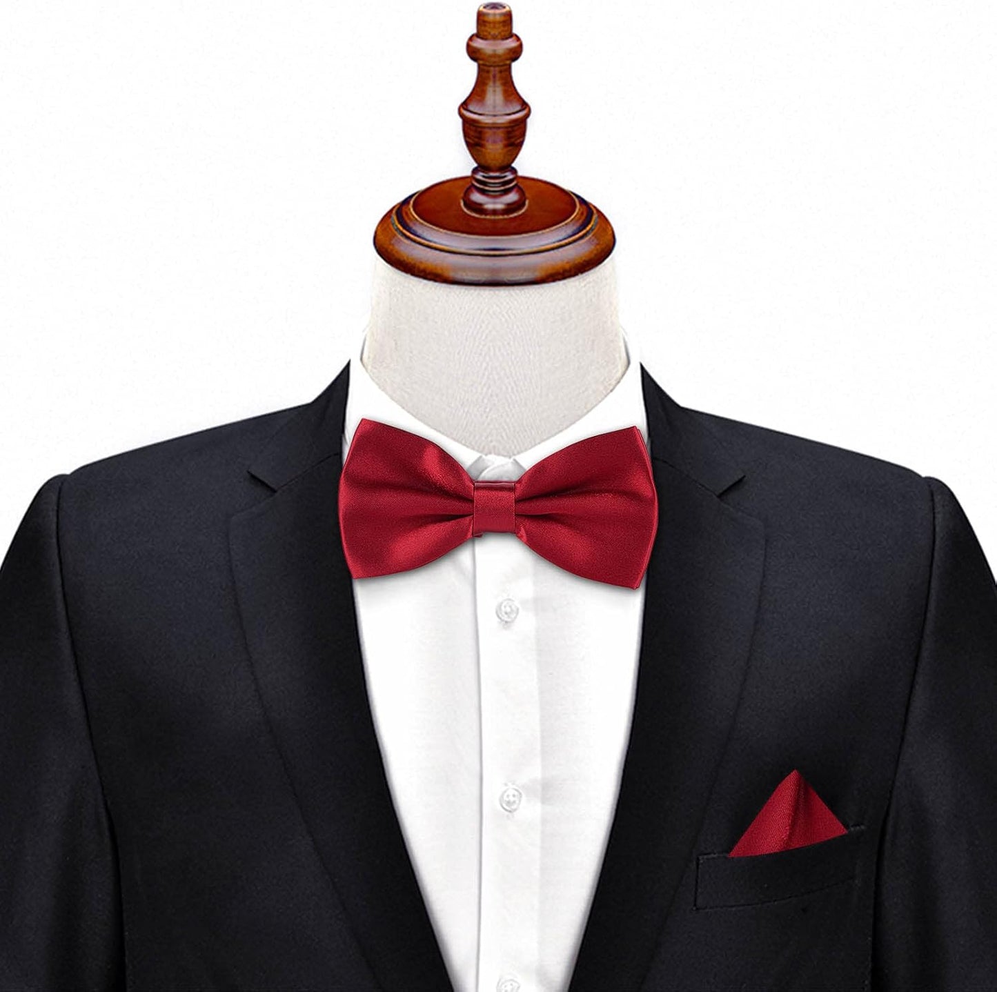 Verstellbare Herren-Fliege, einfarbig, doppelt gefaltet, vorgebunden für Dinner, Hochzeiten, Partys, Business, Bälle