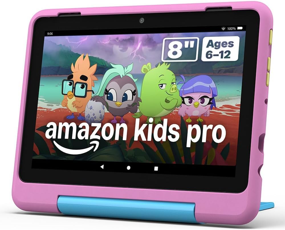 Amazon Fire HD 8 Kids tablet, includes kid-proof bumper for ages 3-5, ad-free content with parental controls, 13-hr battery, 32GB, Blue, newest model