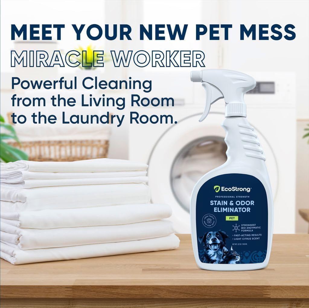 Eco Strong Haustier Flecken- und Geruchsentferner - Katzenurin Enzymreiniger Zerstörer, Urin Zerstörer für Hunde, Haustierurin Enzymreiniger - 946 ml
