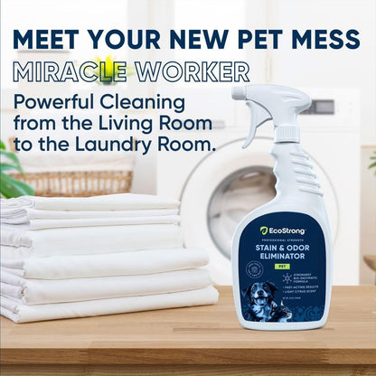 Eco Strong Haustier Flecken- und Geruchsentferner - Katzenurin Enzymreiniger Zerstörer, Urin Zerstörer für Hunde, Haustierurin Enzymreiniger - 946 ml