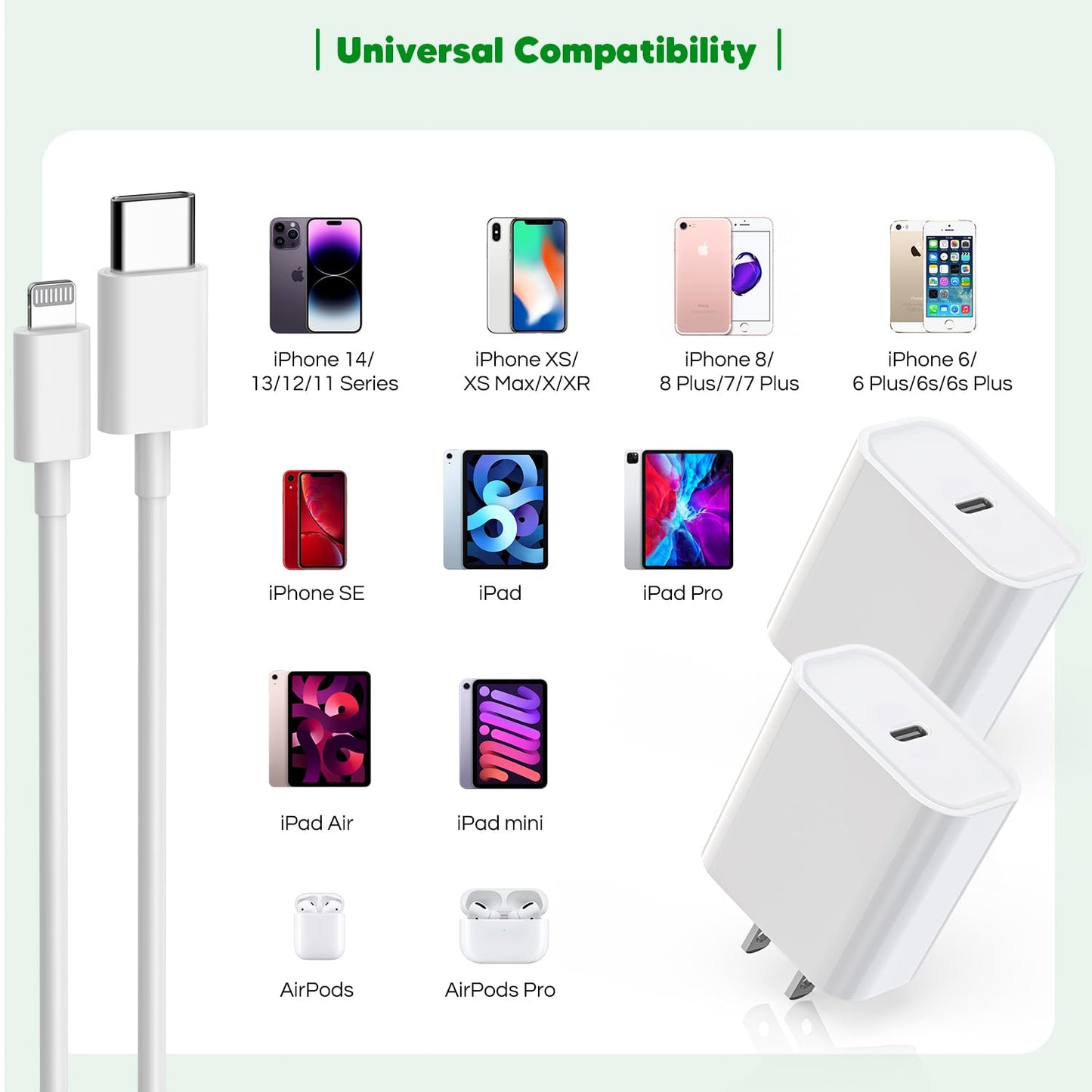 [Apple MFi Certified]10FT Fast iPhone Charger,Extra Long Apple Charger Fast Charging 2Pack USB C Charger Block Plug + 10Foot Lightning Cable Cord for iPhone 14/Pro/Pro Max/Plus/13/12/11/XS/XR/X/SE2022