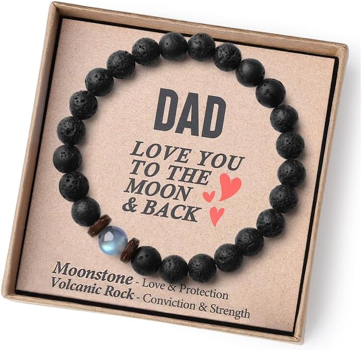 THEMEROL Handmade Gifts for Boys/Men-Love/Strength-Natural Gemstone Bracelet for Son Grandson Dad Boyfriend Husband Brother Nephew Uncle