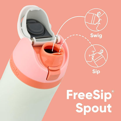 Owala FreeSip Isolierte Edelstahl-Wasserflasche mit Strohhalm für Sport und Reisen, BPA-frei, 710 ml, Shy Marshmallow