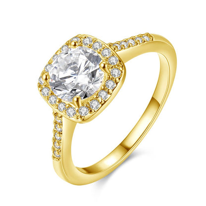 Uloveido Charm Rose Gold Plated Square CZ Crystal Wedding Engagement Rings for Women KR002