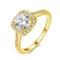 Uloveido Charm Rose Gold Plated Square CZ Crystal Wedding Engagement Rings for Women KR002