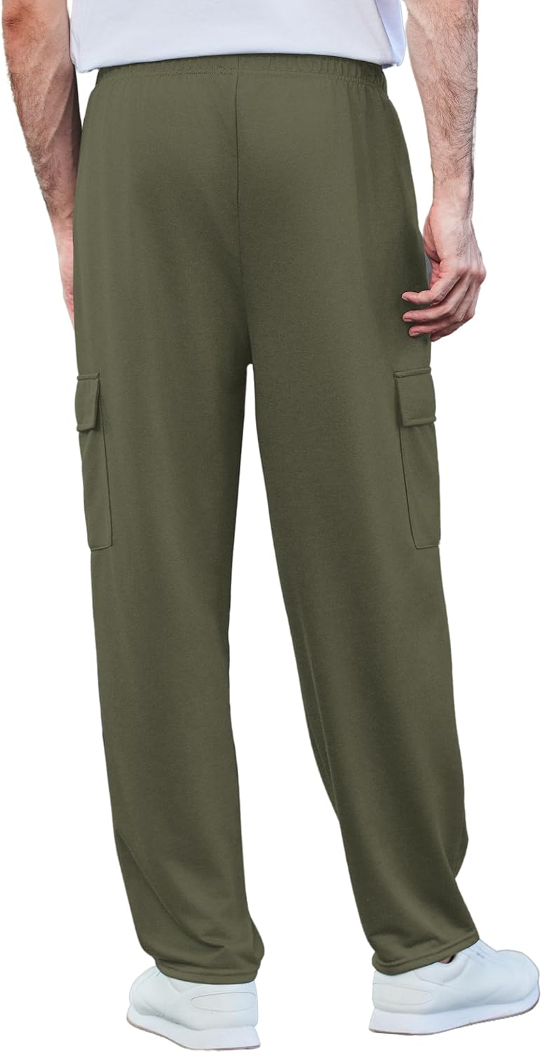 Deyeek Herren Cargo Jogginghose Open Bottom Baggy Leichte Cargo Sweatpants für Männer Locker sitzende Freizeithose mit Taschen