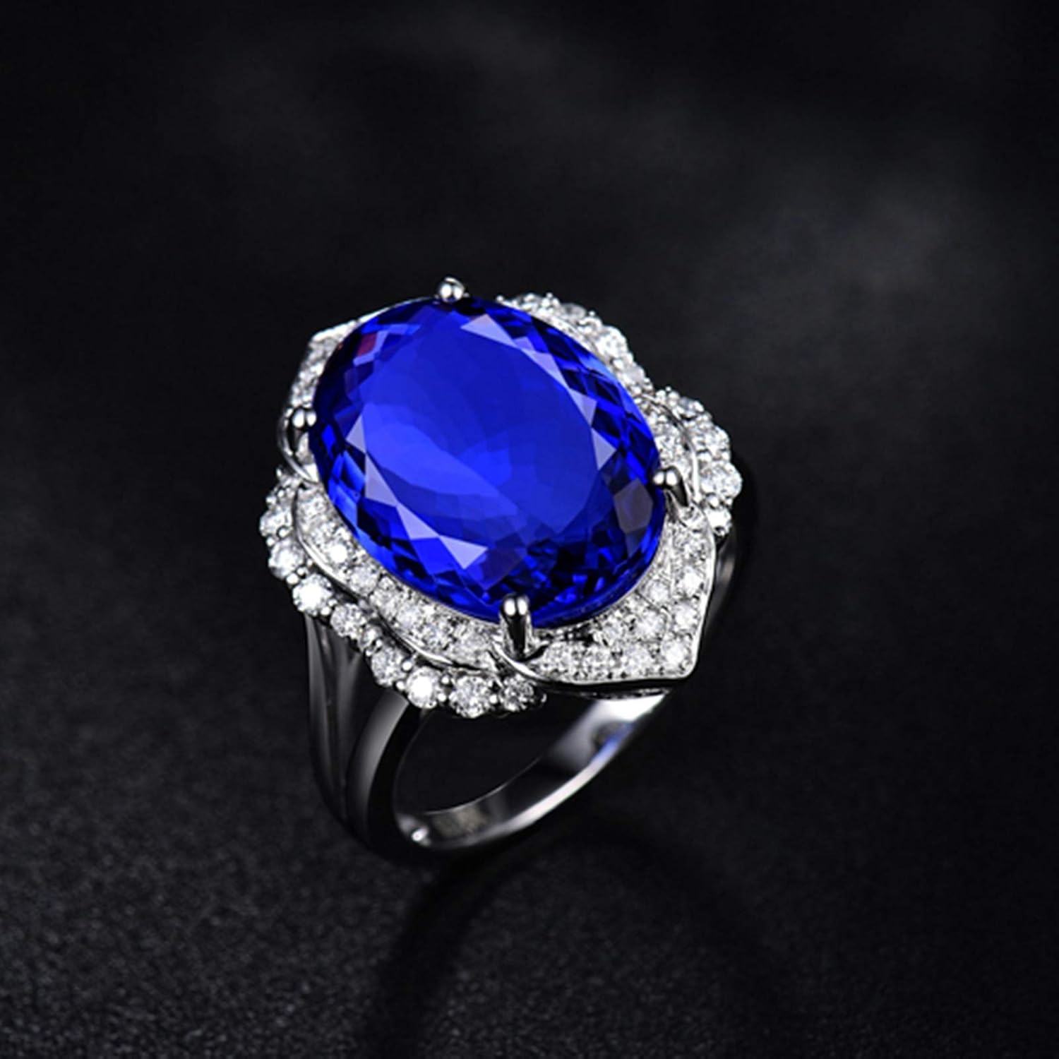 Wedding Rings for Womens, White Gold Infinity Ring 8.45 ct Tanzanite Diamond Rings Party Travel Jewelry (White Gold)