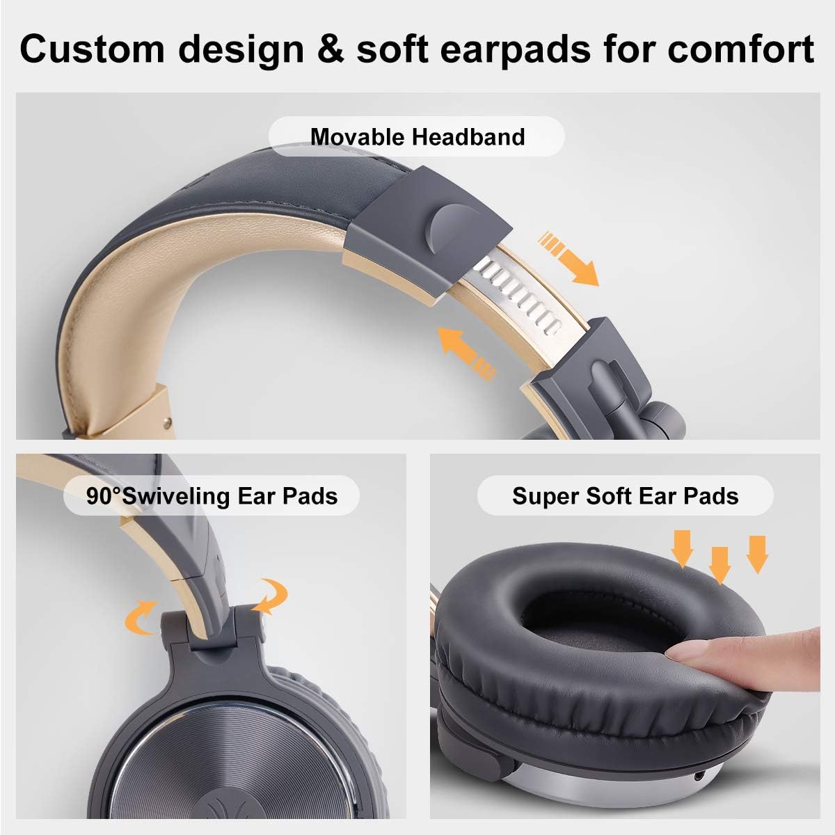 OneOdio Pro-10 Over-Ear Kabelkopfhörer für Schule Studio-Monitor & Mixing DJ Stereo-Headsets, 50mm Neodym-Treiber, Inline-Mikrofon, 3,5mm/6,35mm Klinke für Verstärker Computer Aufnahme Telefon Klavier Gitarre