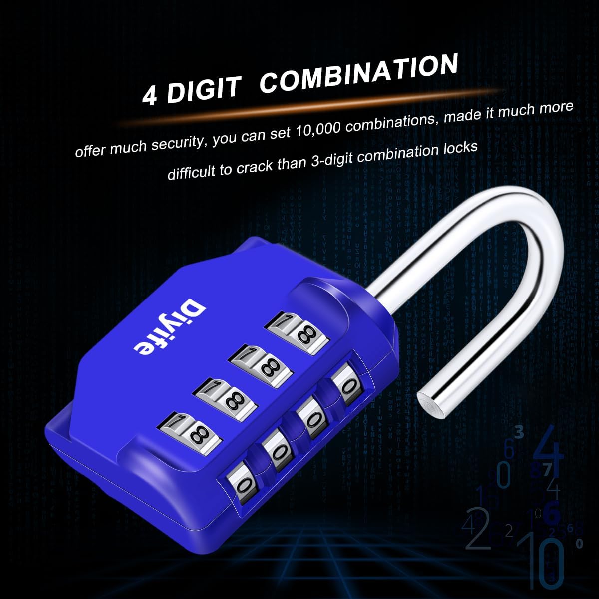 Combination Padlock, Diyife 4 Digit Locker Lock Weatherproof Lock Outdoor Combination Lock for School Gym Locker,Toolbox, Fence, Hasp, Cabinet(Black)