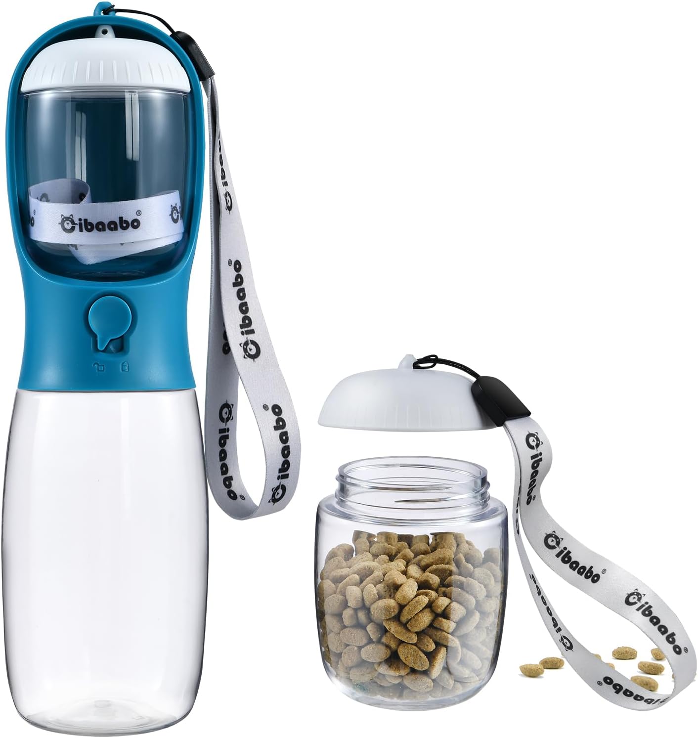 Cibaabo Dog Water Bottle with Food Container, Travel Puppy Water Bowl, Portable Pet Dispenser, Dog Gift Stuff Accessories Items, Puppy Essentials Necessities for Yorkie Cat Walking and Hiking