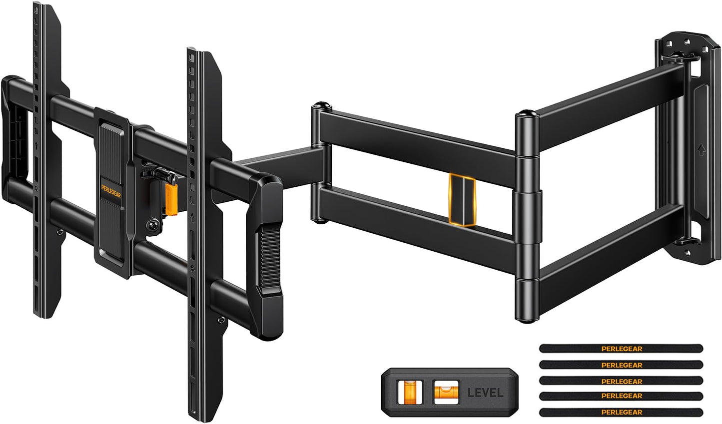 Perlegear Corner TV Wall Mount Long Arm TV Mount Bracket for 37-75 Inch TVs-Full Motion Wall Mount with 32.37” Extension & Swivel Articulating Arm & Tilt, MAX VESA 600x400mm, Holds up to 100 lbs