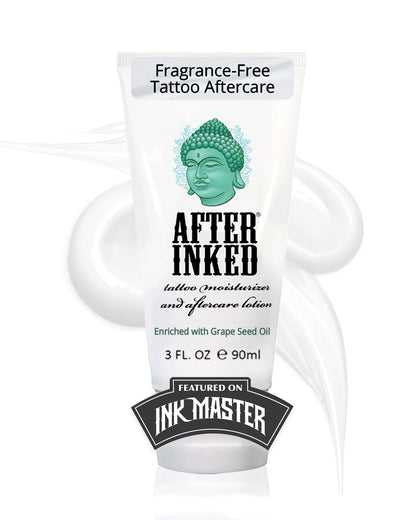 After Inked Tattoo Aftercare Lotion – Moisturizing Balm for Inked Skin, As Seen on INK MASTER – Hydrating Cream with Grape Seed Oil, Skin Nourishment & Daily Maintenance– 3 Fluid oz Tube (12-Pack)