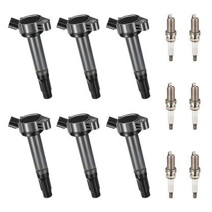 BDFHYK Ignition Coil Pack UF648 and Iridium Spark Plug 97390 Compatible with Jeep Grand Cherokee 2011-2015 Jeep Wrangler Dodge Charger Grand Caravan 2016 Chrysler 200 300 Jeep Coil Pack 3.6L Set of 6
