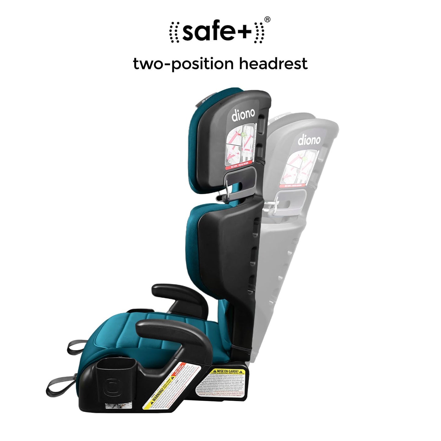 Diono Connect3 RXT 2-in-1 High Back Booster, Slim Fit 3-Across in Many Mid-Sized Sedans and SUVs, for Children from 40-120 lbs., Lightweight with Latch, Black Storm