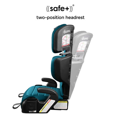 Diono Connect3 RXT 2-in-1 High Back Booster, Slim Fit 3-Across in Many Mid-Sized Sedans and SUVs, for Children from 40-120 lbs., Lightweight with Latch, Black Storm