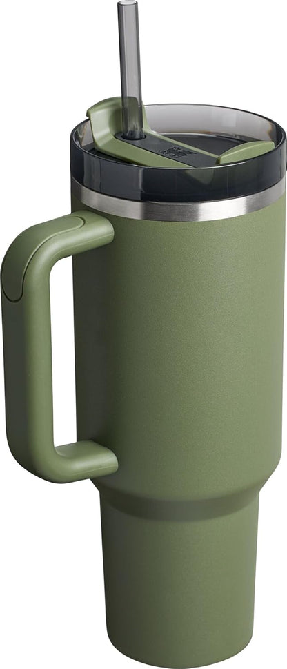 Vaso Stanley Quencher H2.0 con asa y pajita de 40 oz | Tapa Flowstate de 3 posiciones | Compatible con portavasos para viajes | Vaso térmico de acero inoxidable | Sin BPA | Arándano
