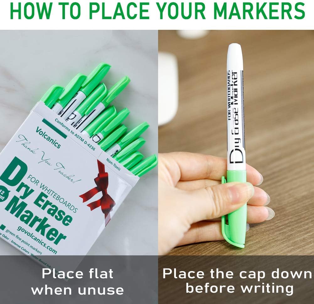 Dry Erase Markers Low Odor Fine Whiteboard Markers Thin Box of 12，10 Colors