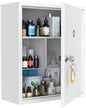 Uniclife Wall Mount Medicine Cabinet with Combination & Key Lock Locking First Aid Cabinet Lockable Medical Cabinet Large Capacity Medicine Organizer Secure Steel Wall Cabinet Metal Storage Box, White