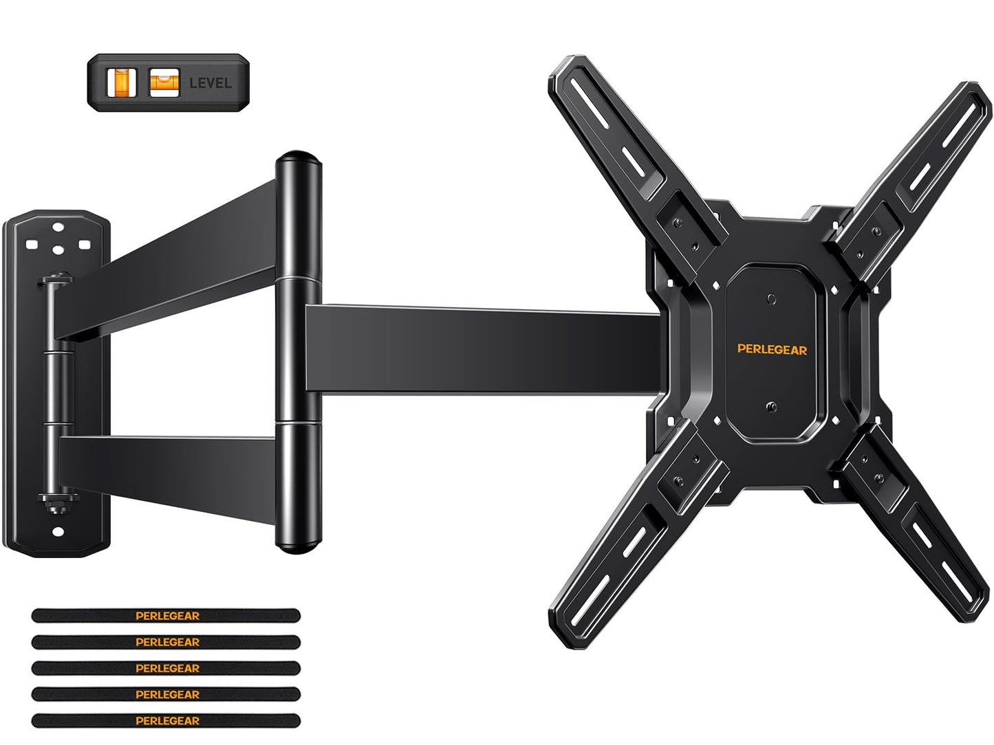 Perlegear Corner TV Wall Mount Long Arm TV Mount Bracket for 37-75 Inch TVs-Full Motion Wall Mount with 32.37” Extension & Swivel Articulating Arm & Tilt, MAX VESA 600x400mm, Holds up to 100 lbs