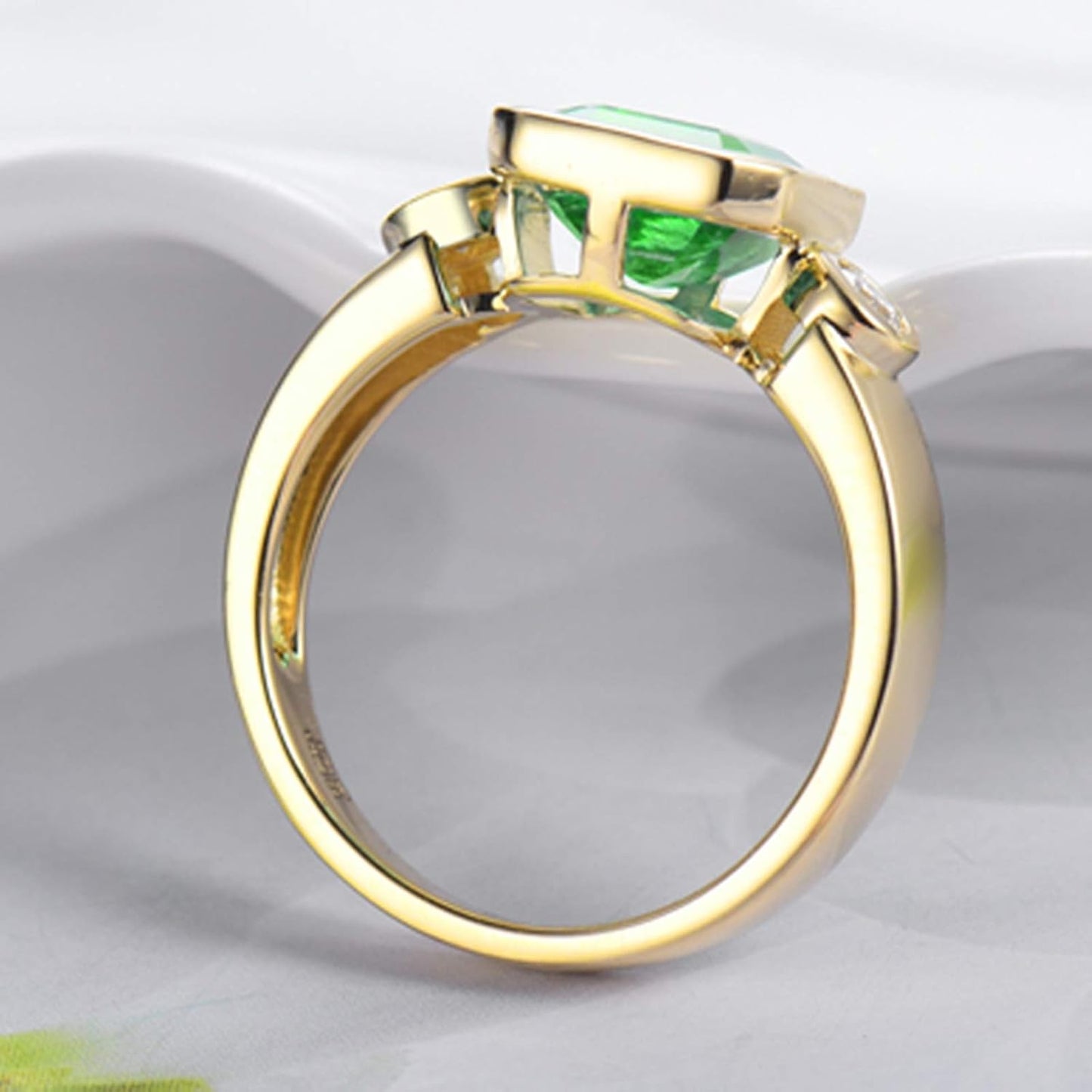 Promise Rings for Girls, t Solid Gold Rings for Womens 1.85 ct Emerald Diamond Ring for Girlfriend Gifts