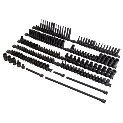 SUNEX Tools 80 Piece 3/8 in. Drive Master Impact Socket Set, Universal, Star, External Star, Extensions, Universal Joint, SAE and Metric, 8mm to 19mm and 5/16 in. to 3/4 in., CR-MO Steel, Model 3580