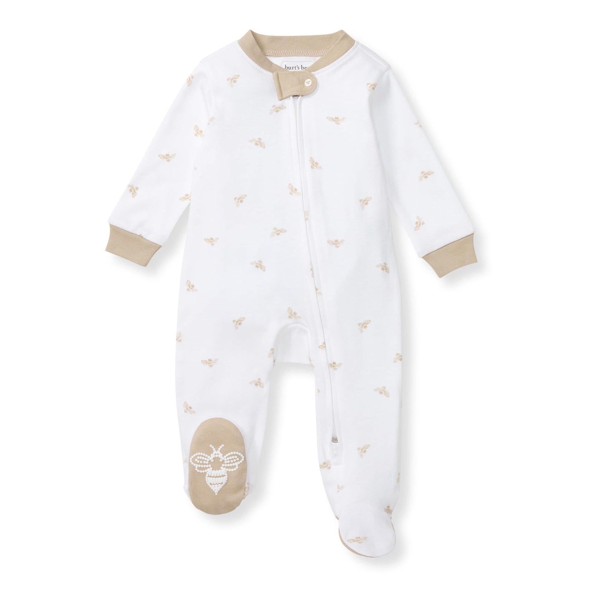 Burt's Bees Baby Boys Sleep and Play Pajamas, 100% Organic Cotton, One-piece PJs, Diagonal Zip Up Loose Fit Footie
