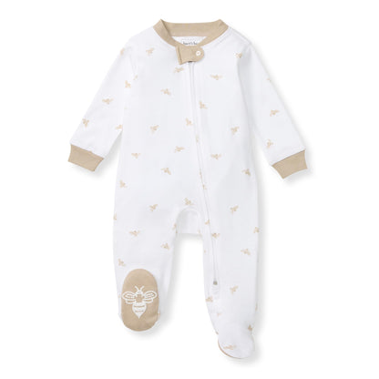 Burt's Bees Baby Boys Sleep and Play Pajamas, 100% Organic Cotton, One-piece PJs, Diagonal Zip Up Loose Fit Footie