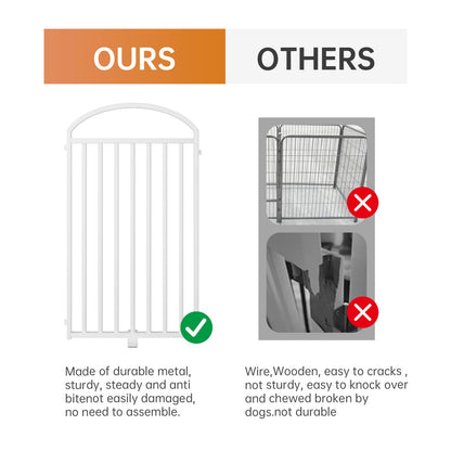 SNUOWU 4 Panels Full Matel Freestanding Dog Gates with Door, 96"Extra Wide 36"Tall Free Standing Dog Pet Gate for Indoor & Outdoor. Foldable Pet Fences for Doorways, House, Stairs, Porch, Deck, Yard