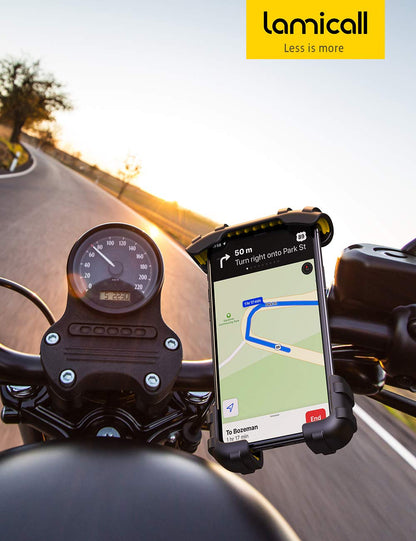 Lamicall Fahrrad Handyhalterung Motorrad Halterung - Motorrad Handyhalterung, Lenker Handy Klemme, Roller Handyclip Geschenke für iPhone 17 Air Pro Max, 16 15 Plus, S20, 4.7 bis 6.8 Zoll Smartphones