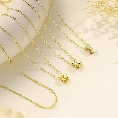 Thaivor Osterkorb-Füller – Initialen-Halsketten für Frauen, 14K vergoldete Bubble Letter Halskette, geschichtete zierliche süße Choker-Anhänger, Stapel-Schmuck, Mode-Accessoires, Teenager-Trendgeschenk