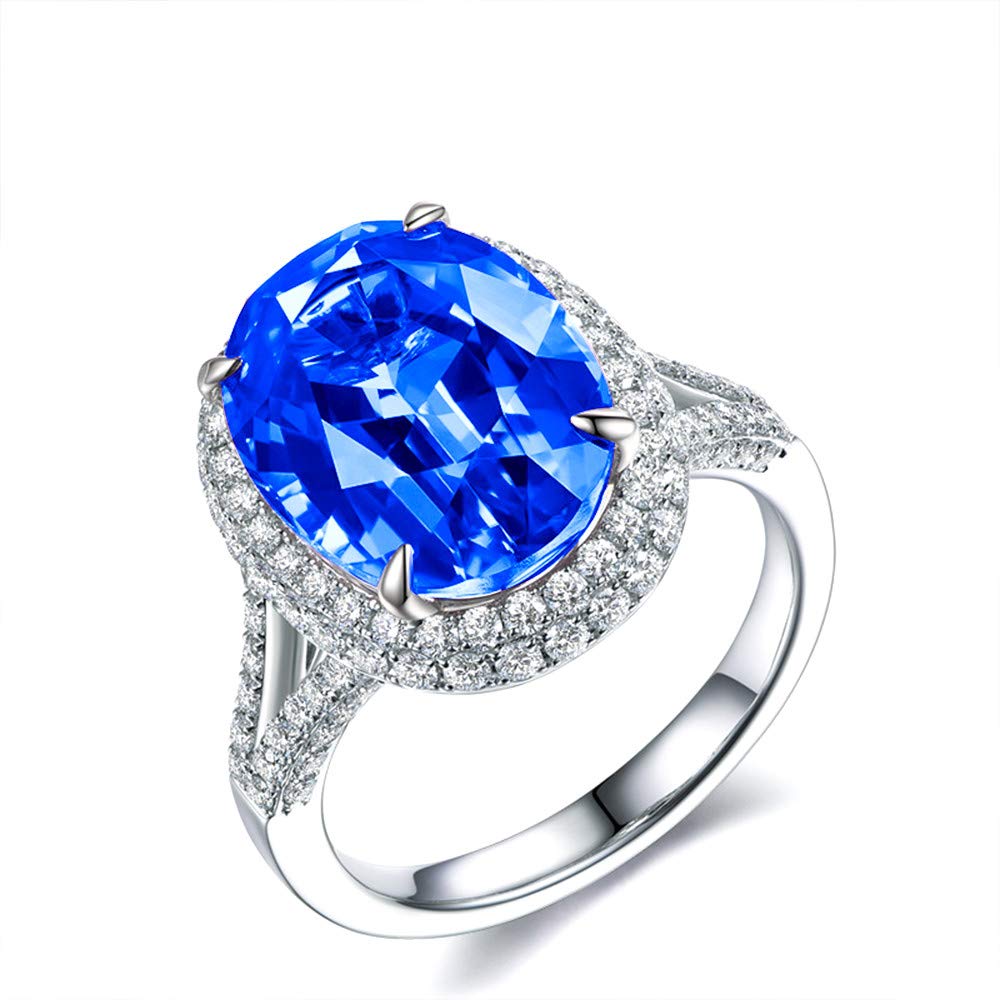 Created Sapphire Blue Cubic Zirconia Wedding Rings for Women, Open Size, Engagement Statement Jewelry Y664