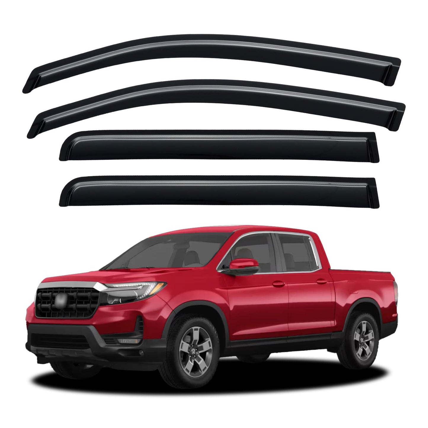 Window Visors Rain Guards for 2015-2026 Ford F150 SuperCrew & 2017-2026 F-150 Raptor F250 F350 F450 F550 Super Duty Crew Cab, Out-Channel Window Vent Deflectors Visors Shades Protectors