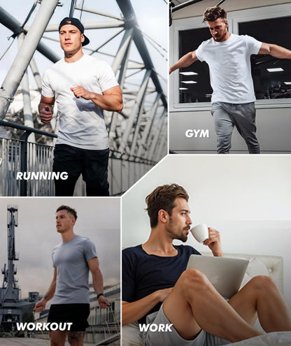 5er Pack Sport-T-Shirts für Herren – schnelltrocknend, lässig, feuchtigkeitsableitend, für das Training, Fitnessstudio, Sport, kurze Ärmel, für Basketball, Laufen