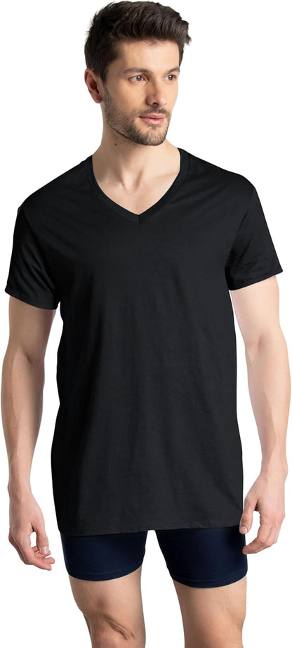 Fruit of The Loom Men's 6-Pack Stay Tucked V-Neck T-Shirt