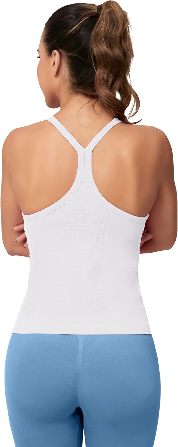 MathCat Workout Tank Tops für Damen mit integriertem BH, ärmellose Gym Tops Nahtlose Racerback Athletic Yoga Shirts
