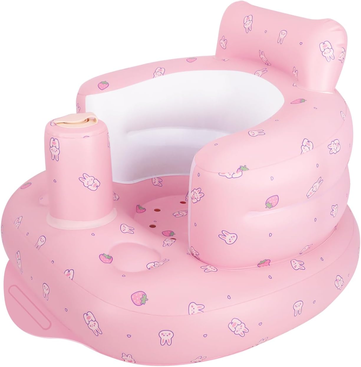 Aufblasbarer Babysitz, aufblasbarer Babystuhl für Babys ab 3 Monaten, aufblasbarer Sommerstuhl mit integrierter Luftpumpe, Baby-Bodensitz zum Sitzenlernen, Spielen, Campen, Orange