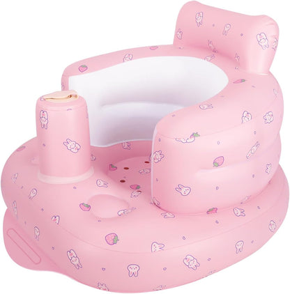 Aufblasbarer Babysitz, aufblasbarer Babystuhl für Babys ab 3 Monaten, aufblasbarer Sommerstuhl mit integrierter Luftpumpe, Baby-Bodensitz zum Sitzenlernen, Spielen, Campen, Orange