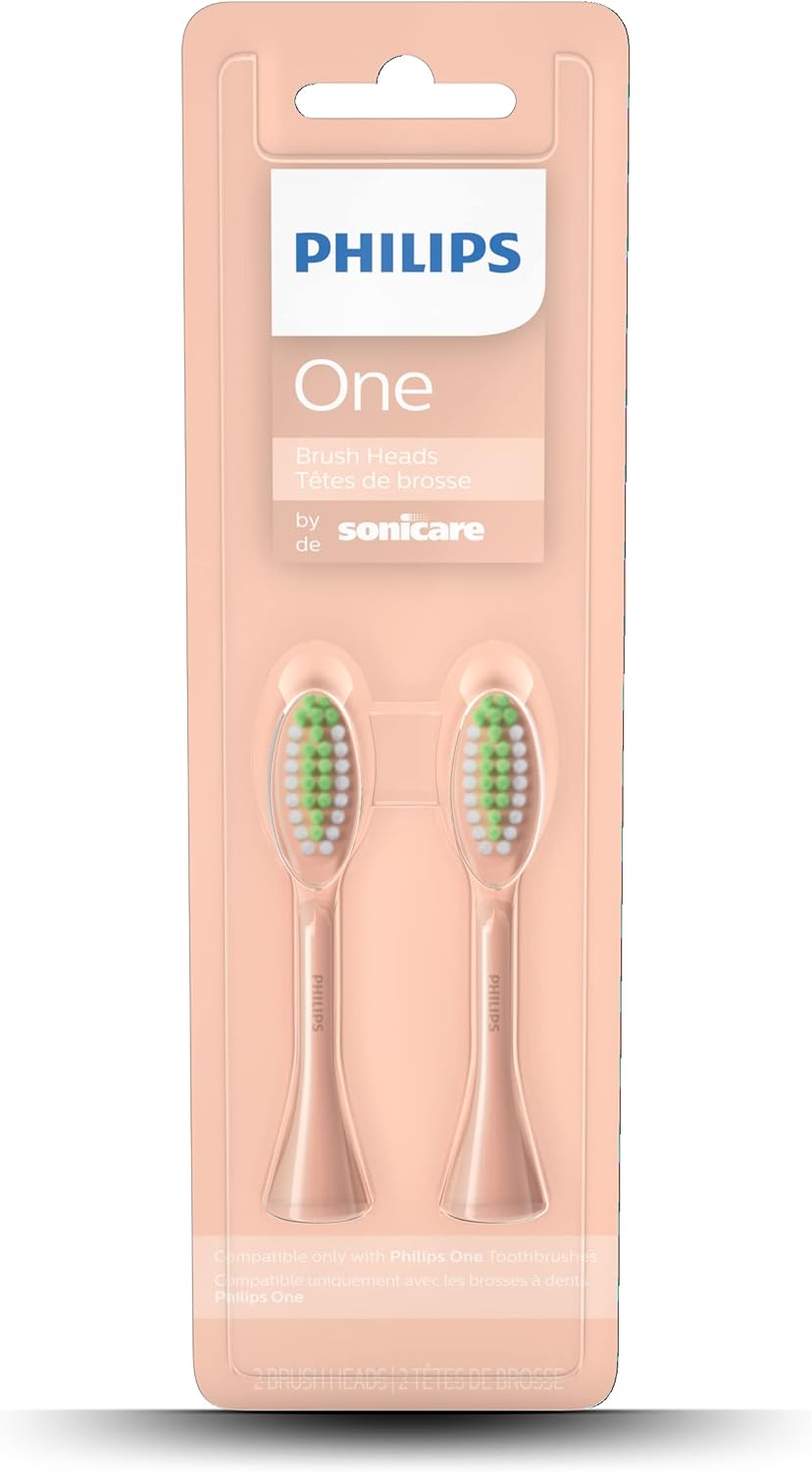 Philips One by Sonicare Ersatzbürstenköpfe, 2er-Pack, Schwarz, Kompatibel mit Philips One elektrische Zahnbürste, BH1022/06