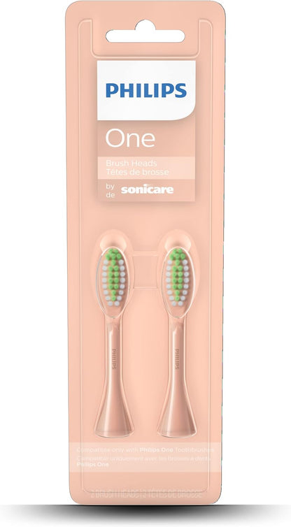 Philips One by Sonicare Ersatzbürstenköpfe, 2er-Pack, Schwarz, Kompatibel mit Philips One elektrische Zahnbürste, BH1022/06