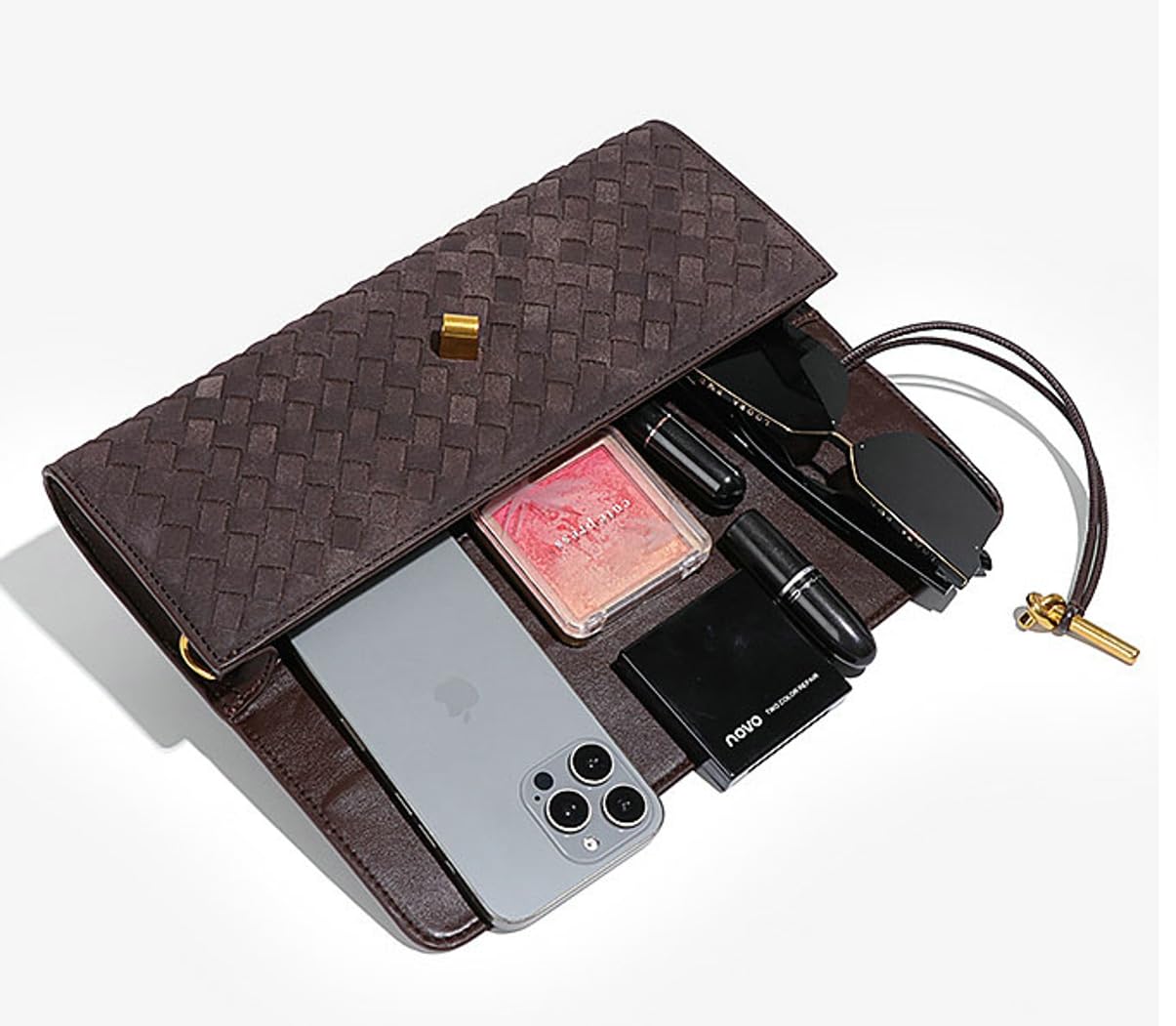 Upbull Modische gewebte Abendclutch Handtaschen Damen Unterarm-Schultertasche Niedliche Umhängetaschen Crossbody-Geldbörse PU-Leder-Portemonnaie