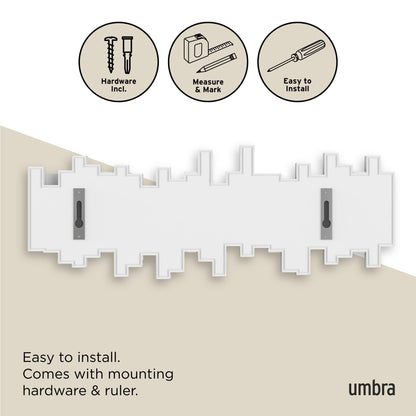 Umbra Sticks Wall-Mounted Coat Rack Rail Hook with 5 Retractable Pegs – Modern, Space-Saving Storage Organizer, Black