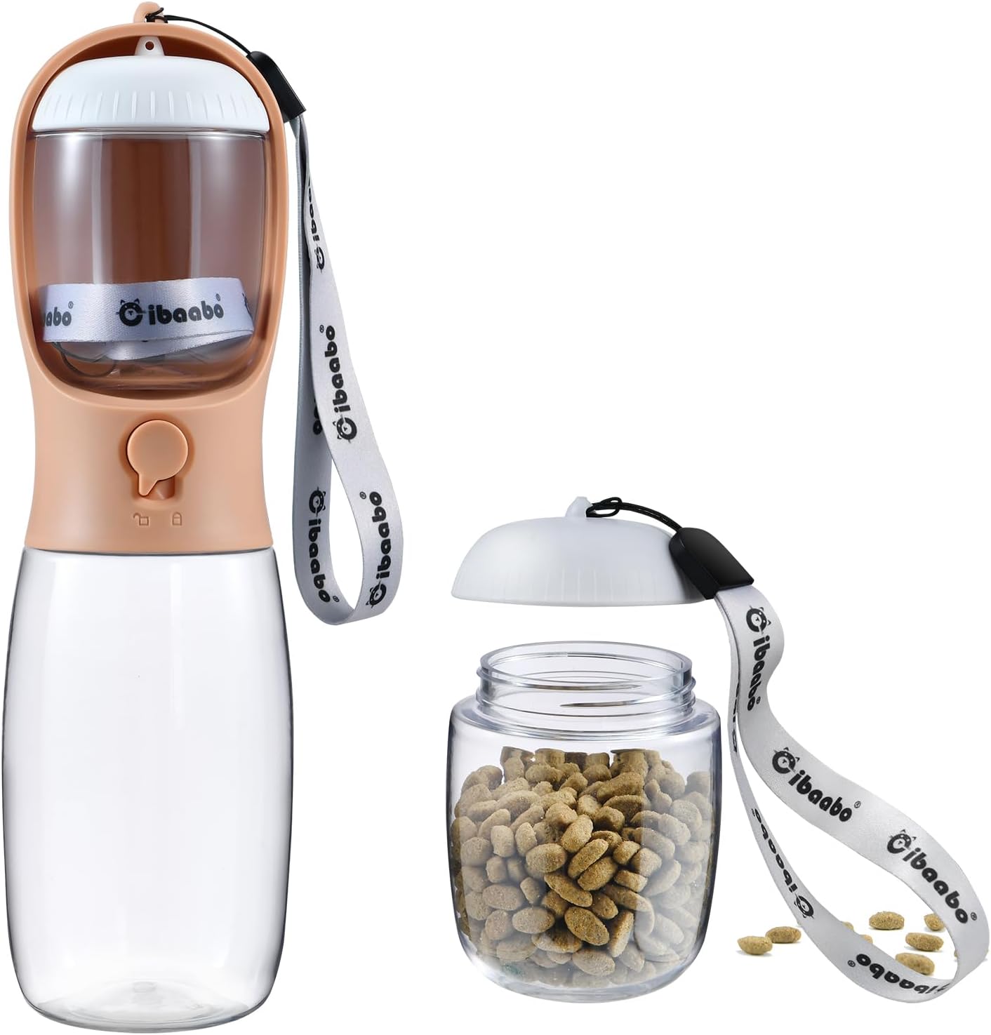 Cibaabo Dog Water Bottle with Food Container, Travel Puppy Water Bowl, Portable Pet Dispenser, Dog Gift Stuff Accessories Items, Puppy Essentials Necessities for Yorkie Cat Walking and Hiking
