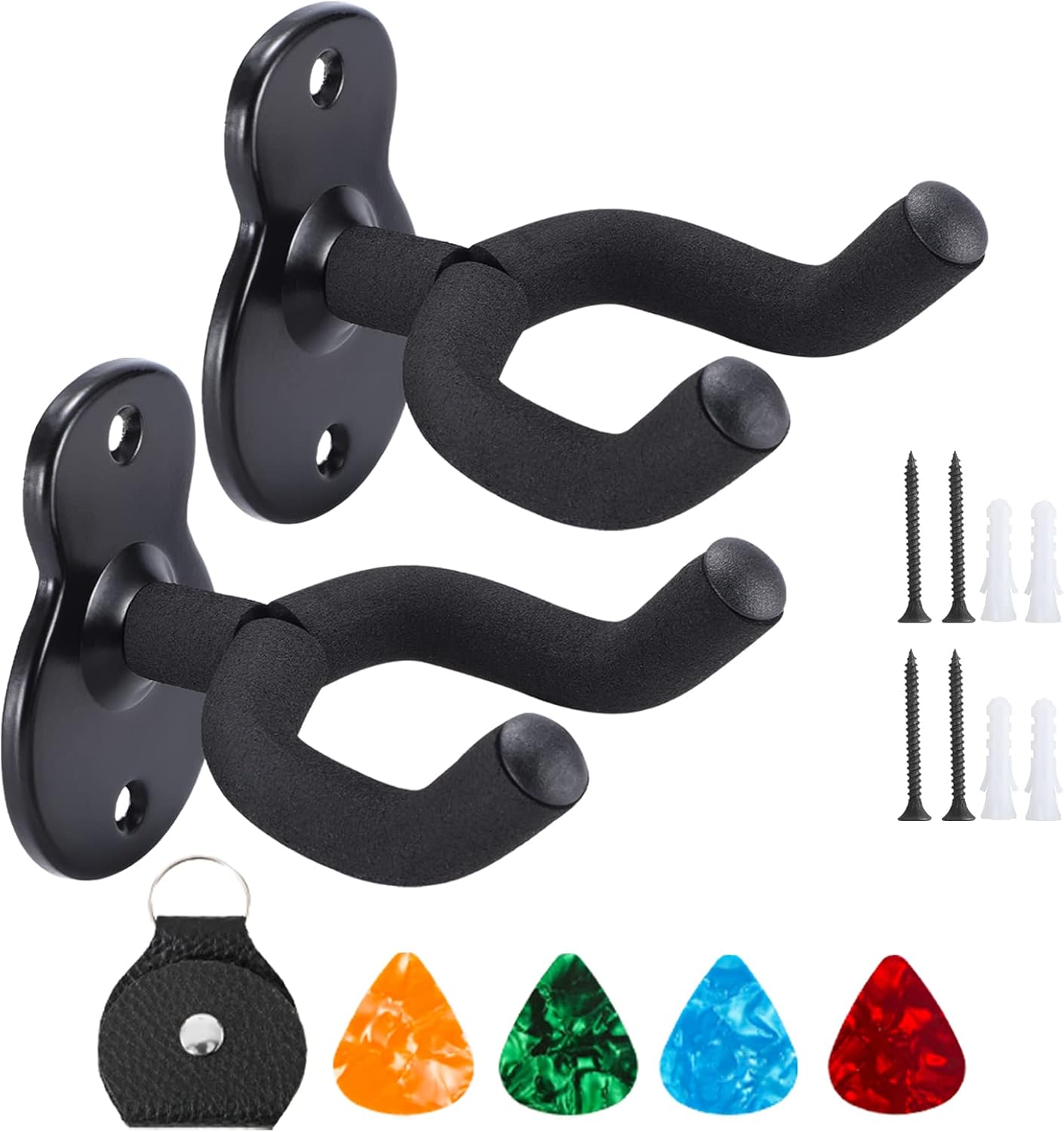 Guitar Wall Mount 2 Sets,Ukulele Hanger Hook Holder Stand Guitar Hangers Hooks for Acoustic Electric Bass Guitars and Ukulele