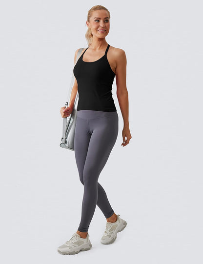 MathCat Workout Tank Tops für Damen mit integriertem BH, ärmellose Gym Tops Nahtlose Racerback Athletic Yoga Shirts