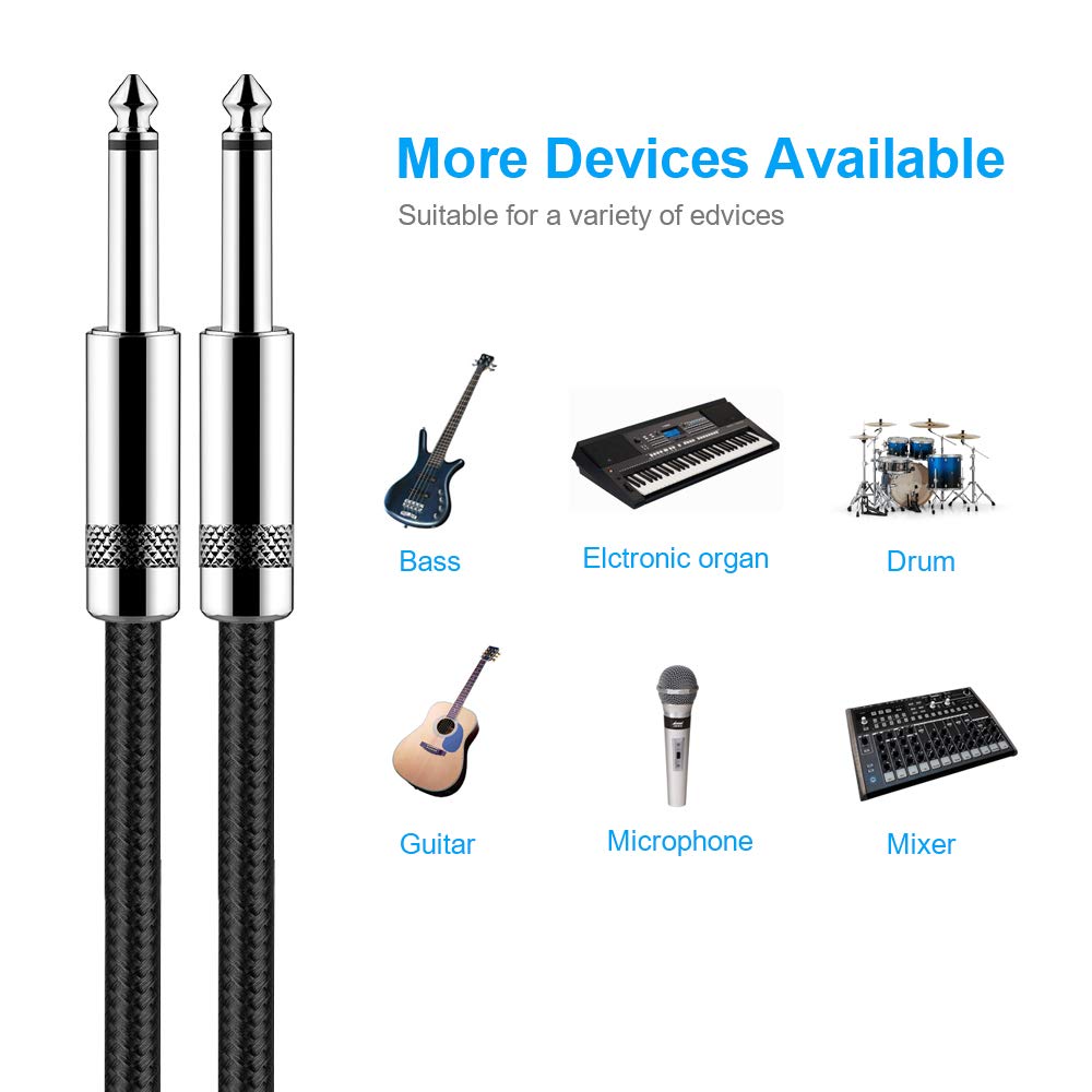 Gitarrenkabel 3m New bee E-Instrumentenkabel Bassverstärkerkabel für E-Gitarre, Bassgitarre, E-Mandoline, Pro Audio (Winkelstecker auf Gerader Stecker, Schwarz)