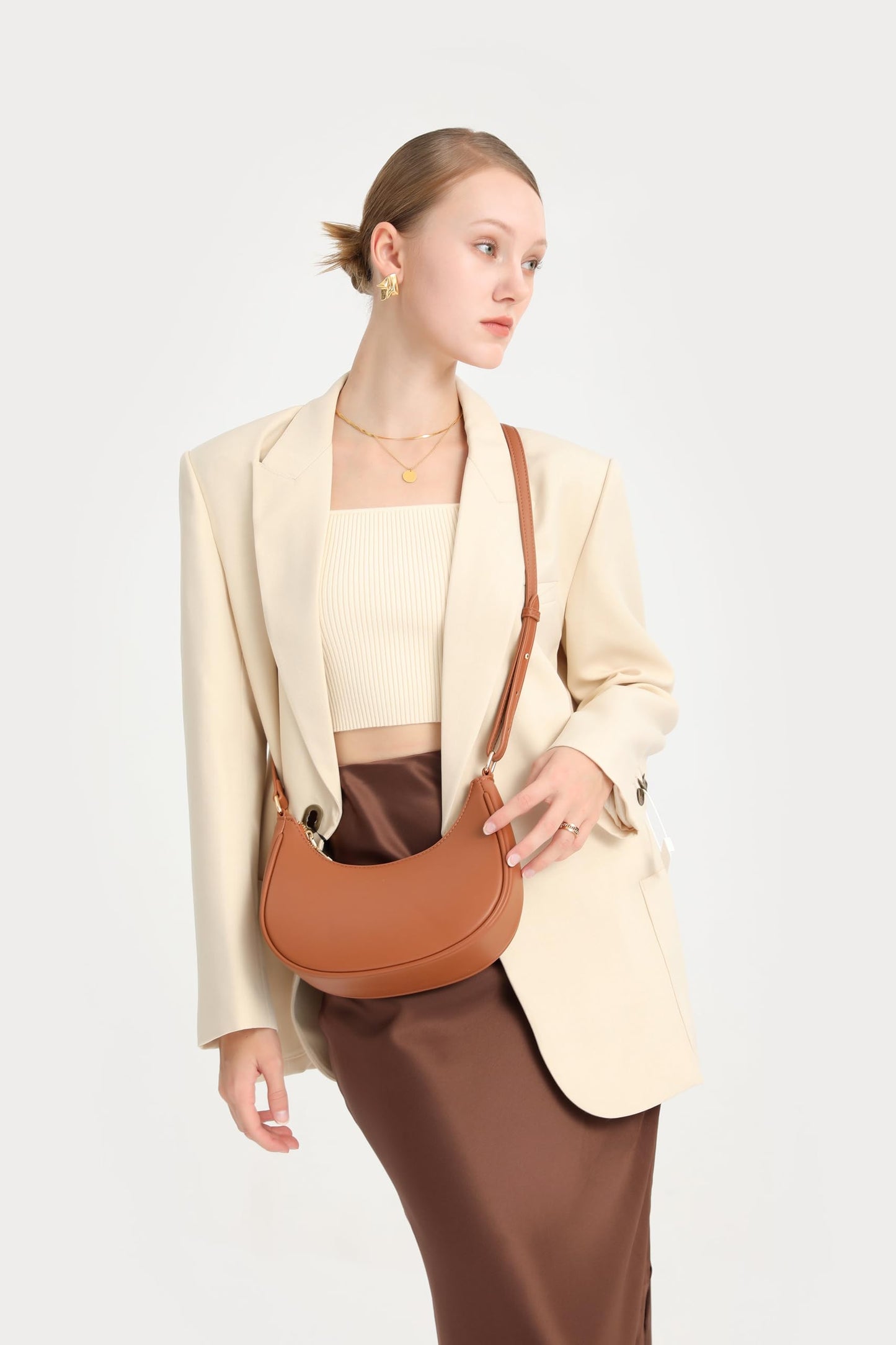 Barabum Kleine Umhängetasche für Damen, halbmondförmige Geldbörse, Y2K Trend Clutch Handtaschen