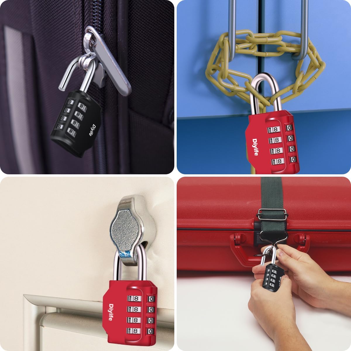 Combination Padlock, Diyife 4 Digit Locker Lock Weatherproof Lock Outdoor Combination Lock for School Gym Locker,Toolbox, Fence, Hasp, Cabinet(Black)